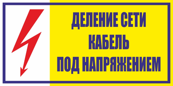 S17деление сети. кабель под напряжением (пленка, 250х140 мм) - Знаки безопасности - Вспомогательные таблички - Магазин охраны труда Протекторшоп