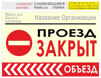 Информационный щит "объезд слева" (пленка, 90х60 см) t12 - Охрана труда на строительных площадках - Информационные щиты - Магазин охраны труда Протекторшоп